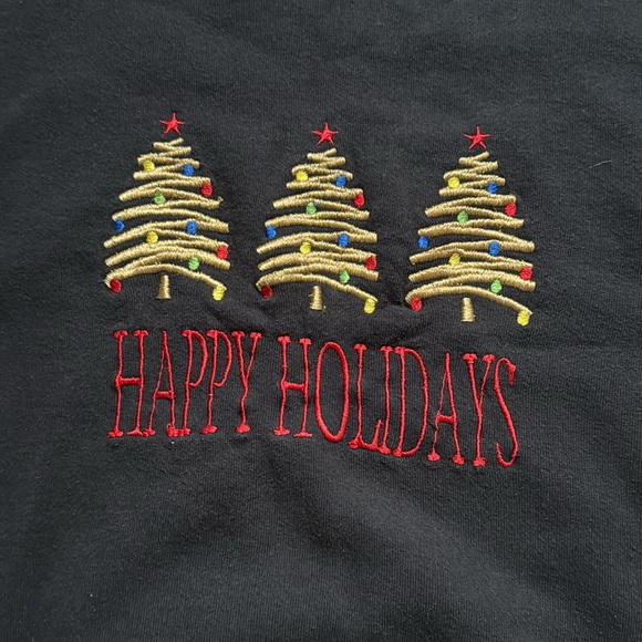 vintage happy holidays embroidered crewneck sweatshirt large - Picture 2 of 3